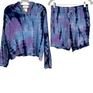 Vintage Havana purple tie dye, shirt and short set, size small
